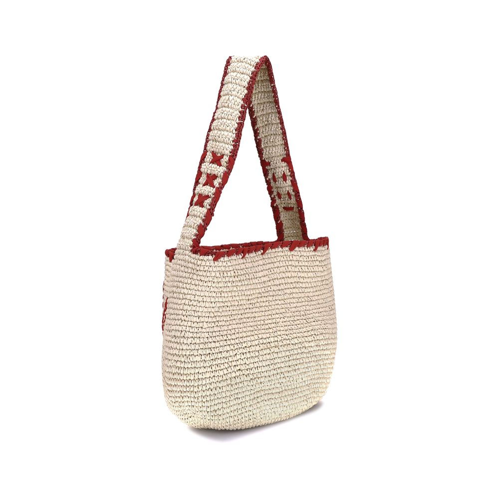 Beige Raffia Shoulder Bag