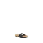 Black Calf Leather Bos Taurus Flat Sandals