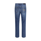 Blue Cotton Straight-Leg Jeans