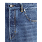 Blue Cotton Straight-Leg Jeans