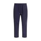 Blue Cotton Casual Pants