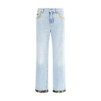Light Blue Cotton Straight-Leg Jeans