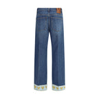Blue Cotton Straight-Leg Jeans