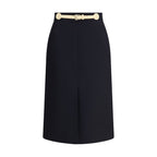 Black Fleece Wool Midi Skirt