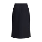 Black Fleece Wool Midi Skirt