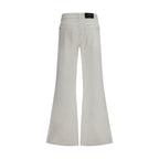 Beige Cotton Flared Jeans