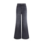 Black Cotton Flared Jeans