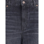 Black Cotton Flared Jeans