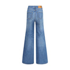 Blue Cotton Flared Jeans