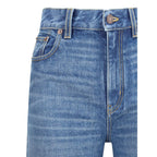 Blue Cotton Flared Jeans