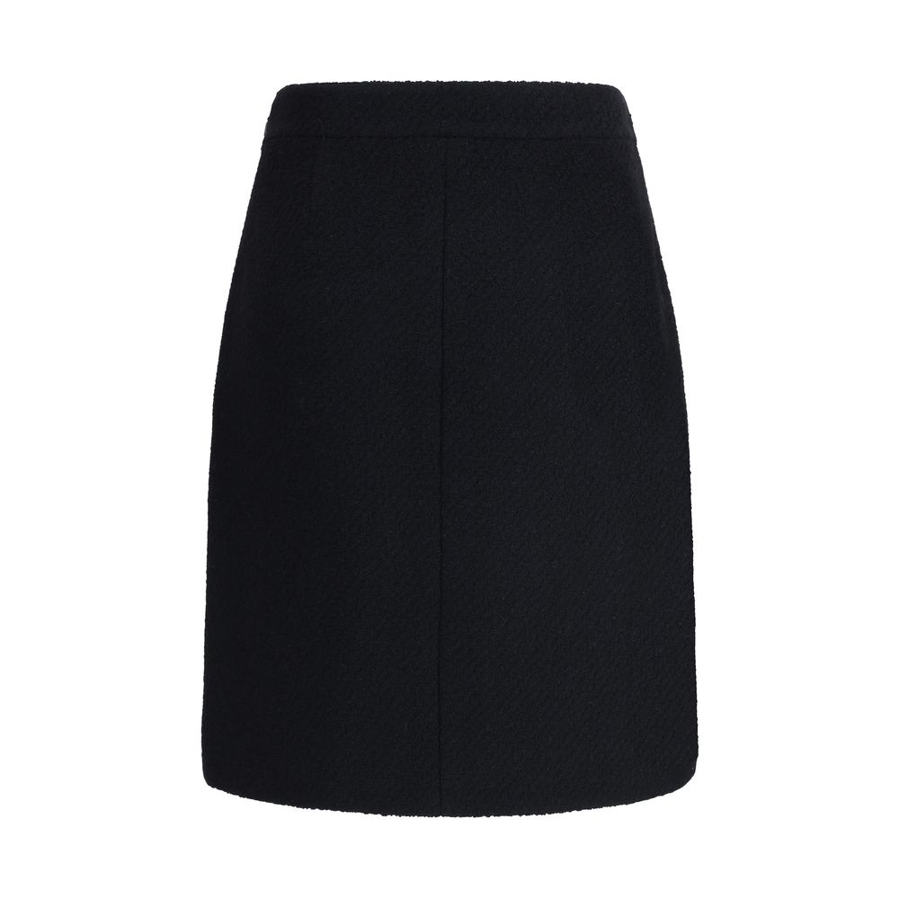 Black Wool Midi Skirt