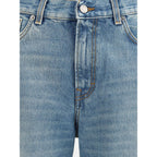 Light Blue Cotton Flared Jeans