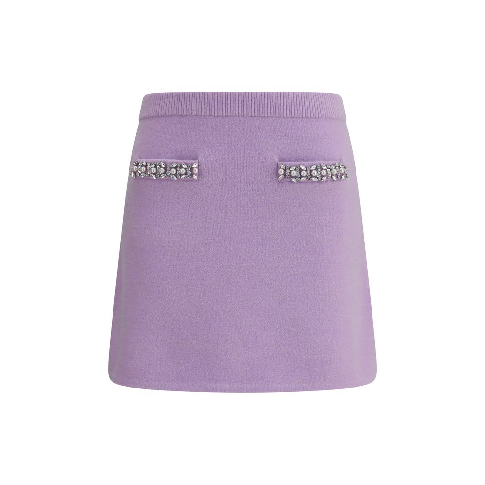 Purple Viscose Mini Skirt