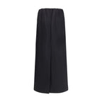 Black Cotton Midi Skirt