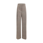 Beige Fleece Wool Casual Pants