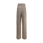 Beige Fleece Wool Casual Pants