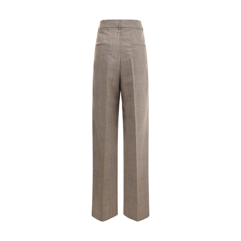Beige Fleece Wool Casual Pants