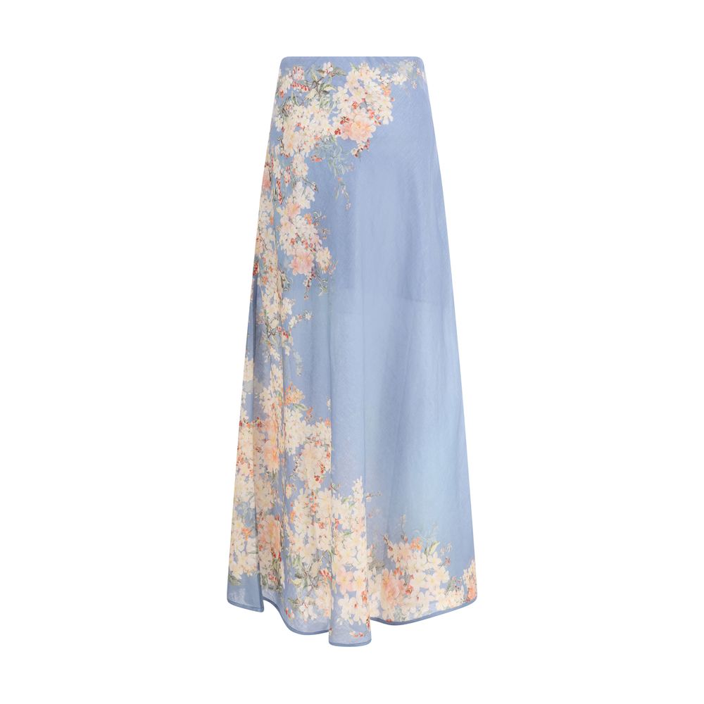 Light Blue Linen Long Skirt
