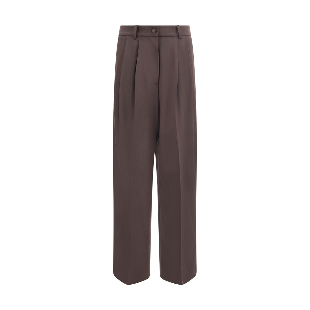 Brown Fleece Wool Dress Pants