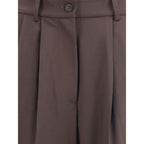 Brown Fleece Wool Dress Pants