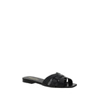 Black Calf Leather Bos Taurus Flat Sandals