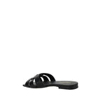 Black Calf Leather Bos Taurus Flat Sandals