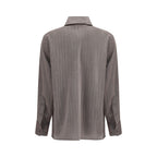Brown Fleece Wool Dress Shirt