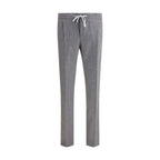 Gray Fleece Wool Casual Pants