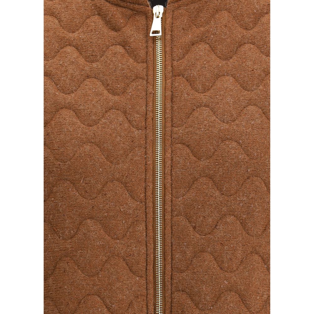 Brown Fleece Wool Sleveless Jacket