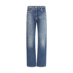 Blue Cotton Straight-Leg Jeans