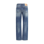 Blue Cotton Straight-Leg Jeans
