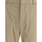 Beige Cotton Cargo Pants