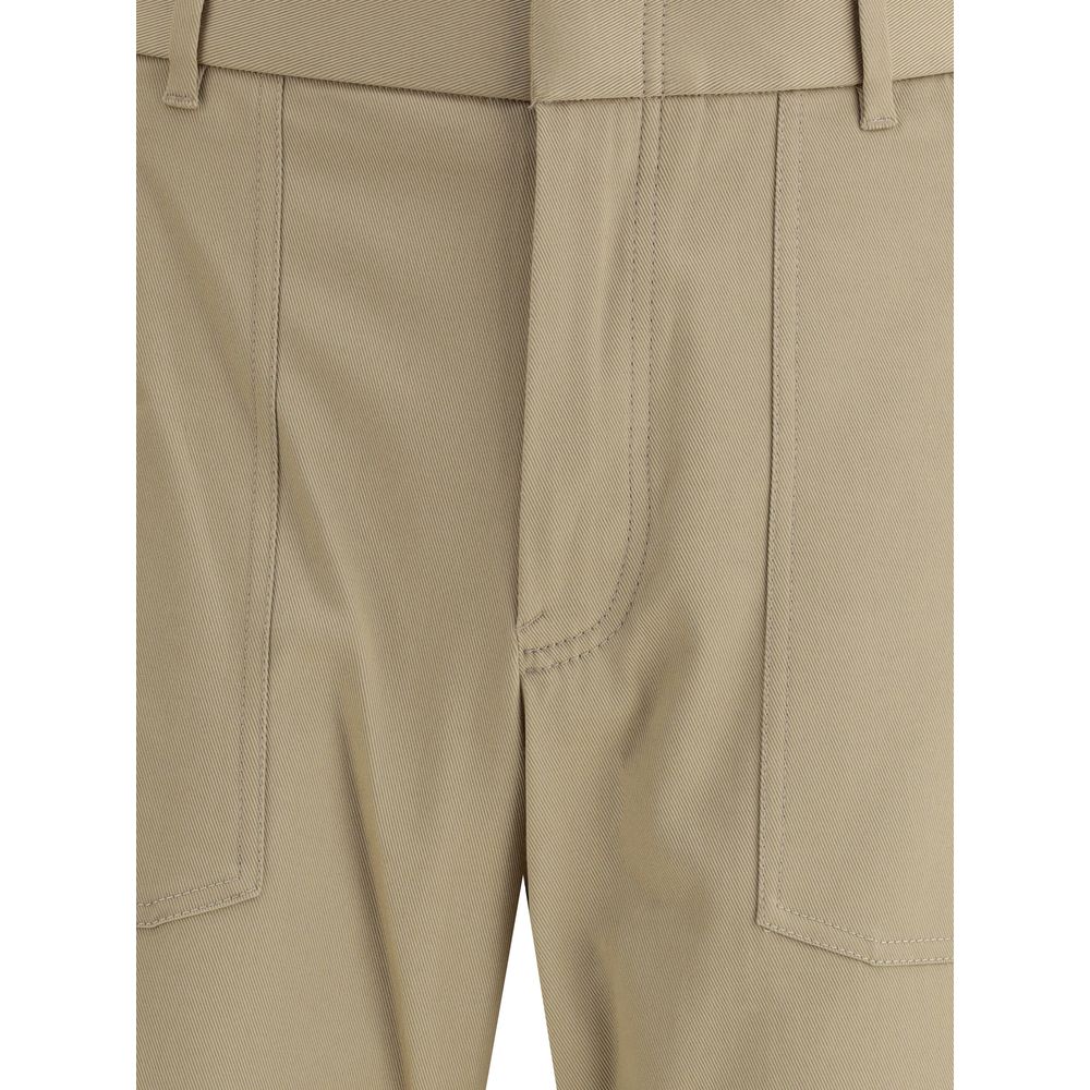 Beige Cotton Cargo Pants