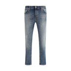Blue Cotton Slim Fit Jeans