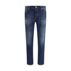 Blue Cotton Slim Fit Jeans