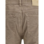 Beige Cotton Casual Pants