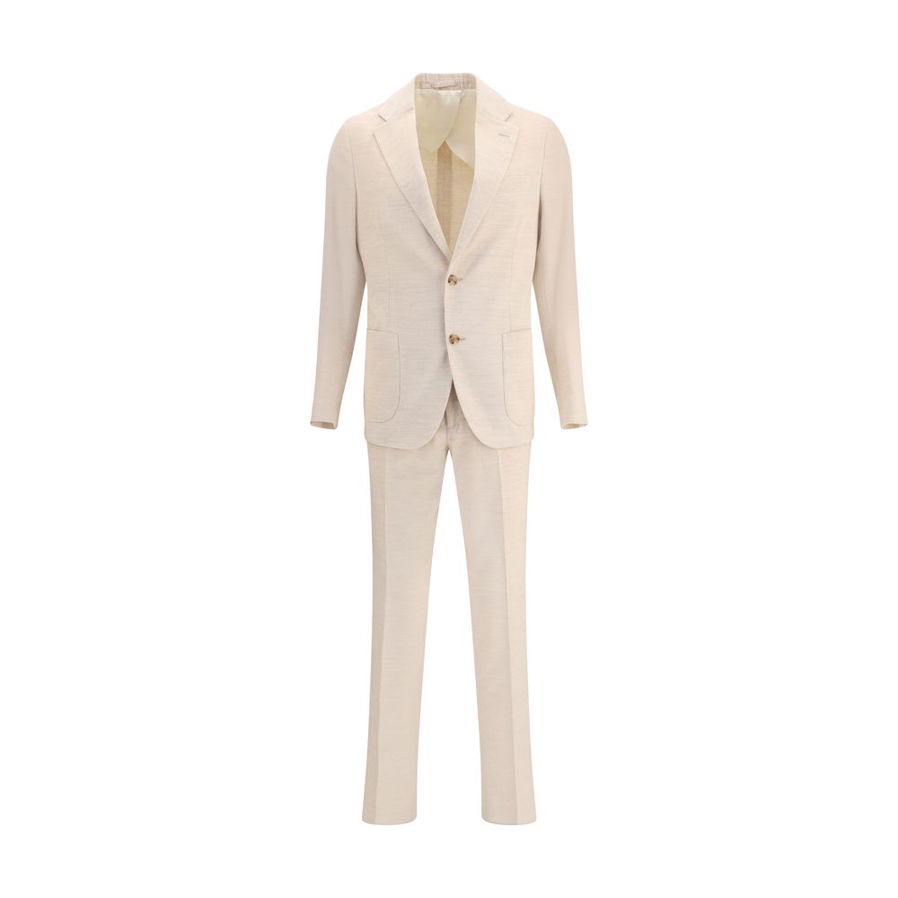 Beige Cotton Two-Piece Suit