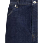 Blue Cotton Straight-Leg Jeans