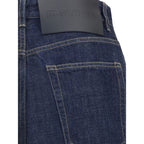 Blue Cotton Straight-Leg Jeans