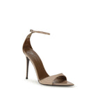 Beige Leather Stiletto Heel Sandals