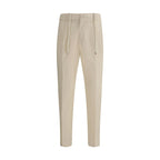 Beige Cotton Casual Pants