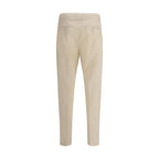 Beige Cotton Casual Pants