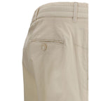 Beige Cotton Casual Pants