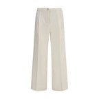 Cream Polyester Casual Pants