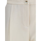 Cream Polyester Casual Pants