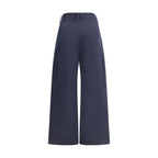 Blue Cotton Casual Pants