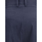 Blue Cotton Casual Pants