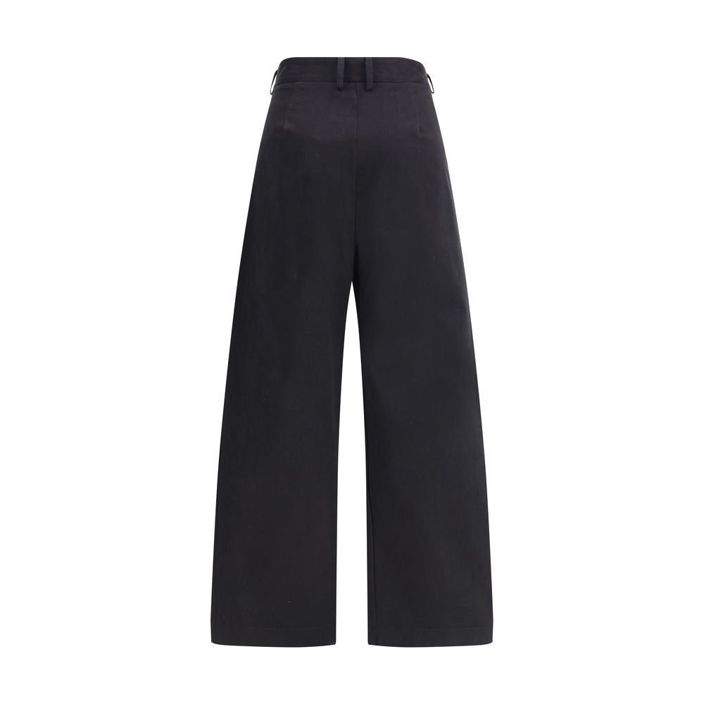Black Cotton Casual Pants