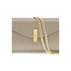 Beige Leather Clutch Bag