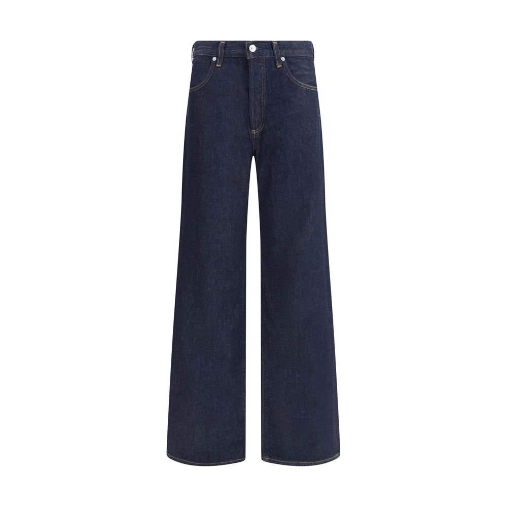Blue Recycled Cotton Straight-Leg Jeans